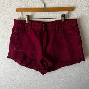 Burgundy/ Maroon Jean Shorts
